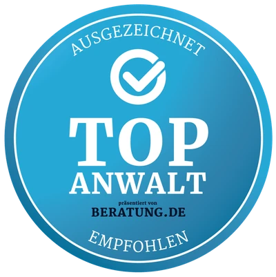 TOP-Anwalt, ausgezeichnet und empfohlen von Beratung.de