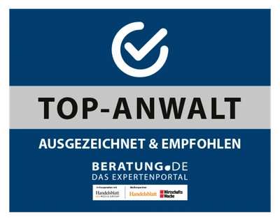 TOP-Anwalt: ausgezeichnet und empfohlen von Beratung.de